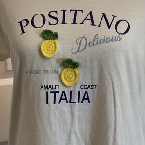 Positano Italia White Graphic Lemon Tee
